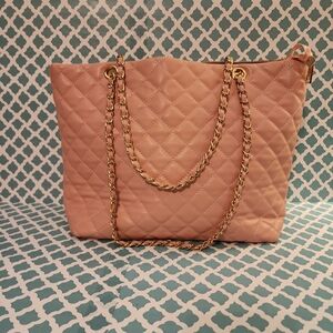 Elegant Pink Quilted Tote Bag